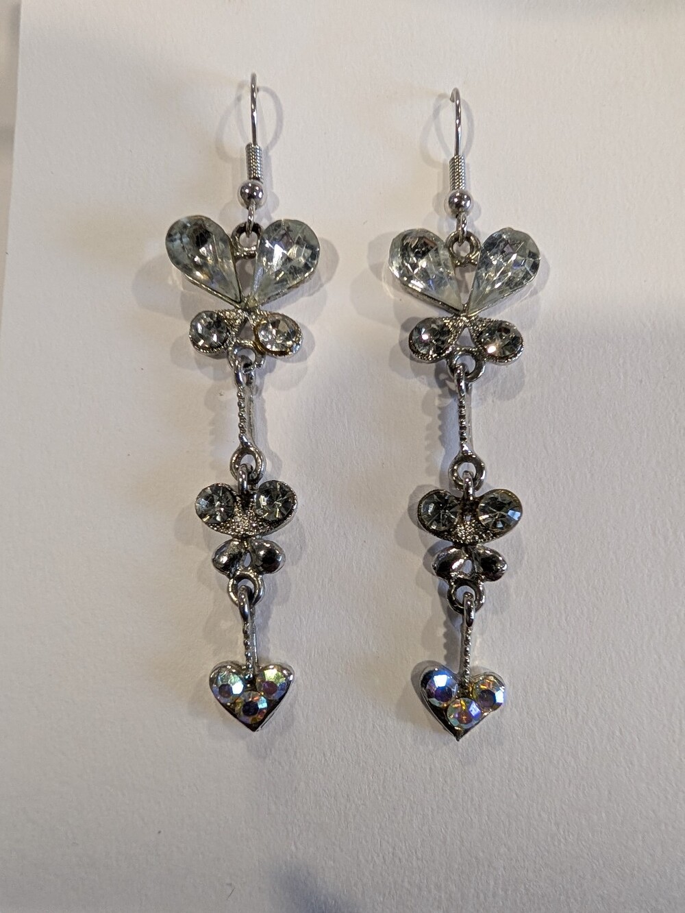Silver Crystal Drop Earrings